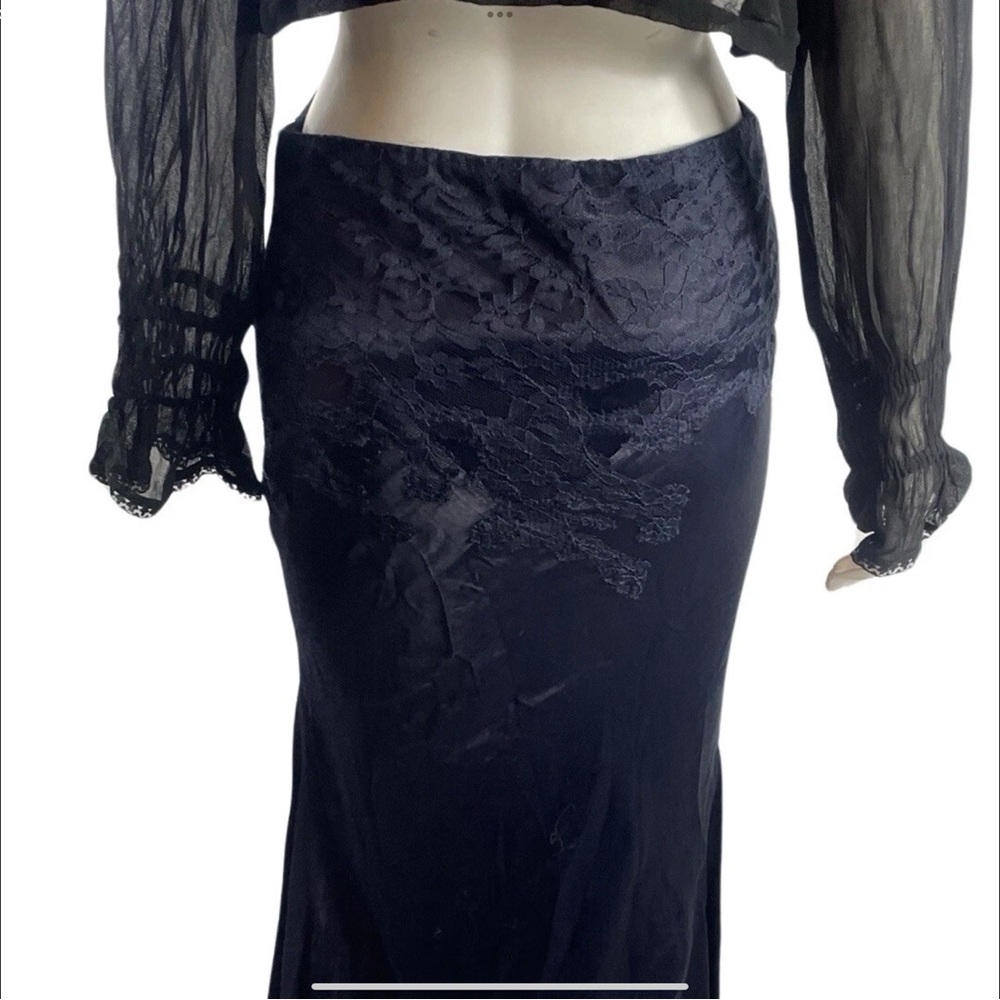 NWOT Free People x Brenda Knight Navy Maxi Satin Skirt w/Lace Top - Small - Picture 6 of 6